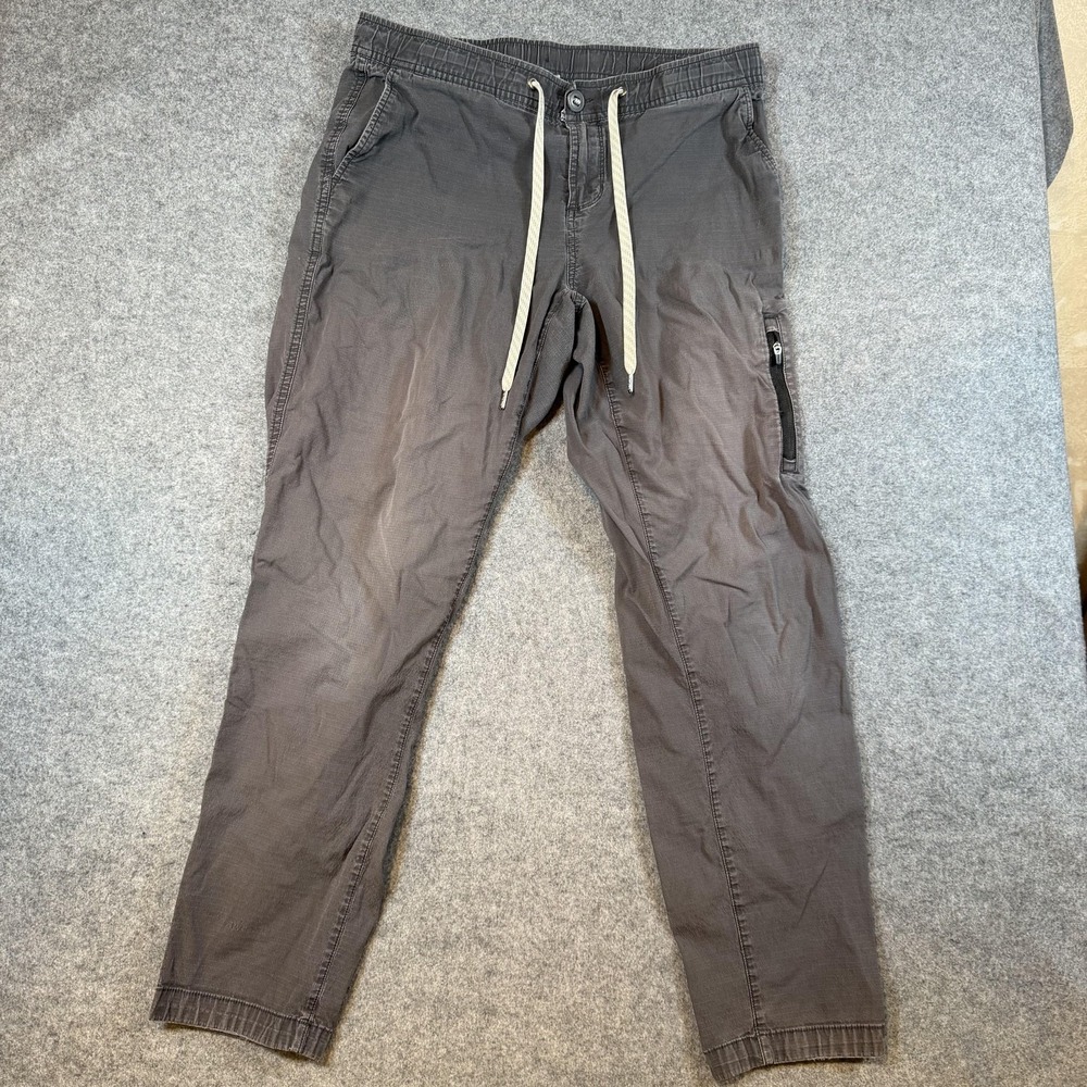 Vuori Jogger Pants Mens Medium Gray Organic Cotton Stretch Zip Pocket Travel